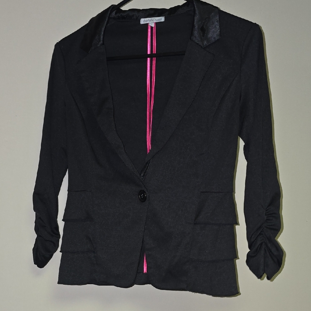 Charlotte Russe Black Blazer with Satin Details
